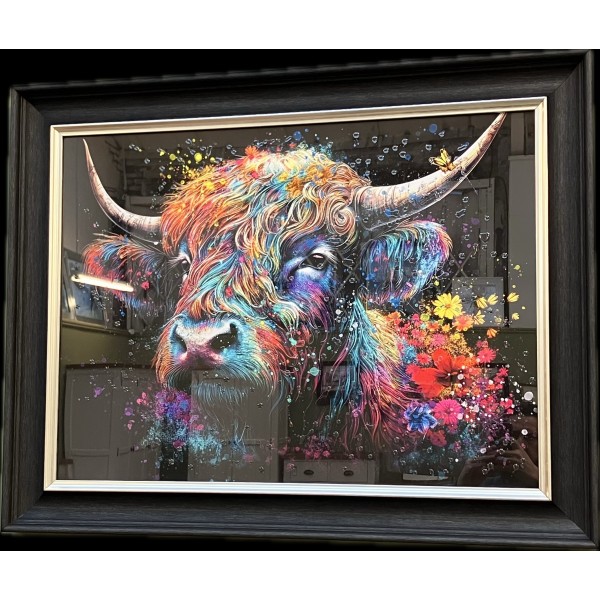 Cow picture 80 x 60 in Black Alpha frame